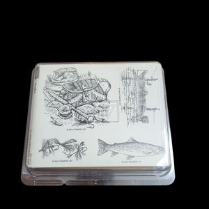 Stampin’ Up! Angler Rubber Wood Mounted Stamp Fishing 4-Piece Set New